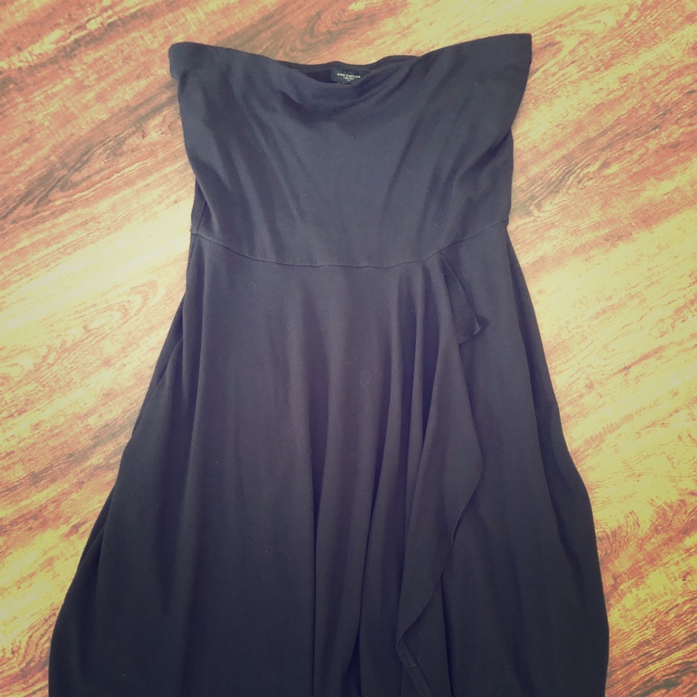 Ann Taylor Black Strapless A-Line Dress